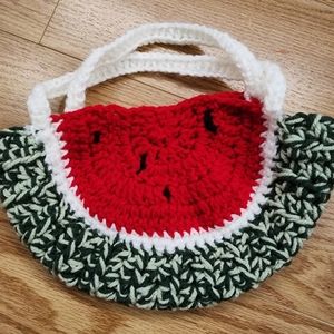 Handmade watermelon-shaped purse/ crochet bag